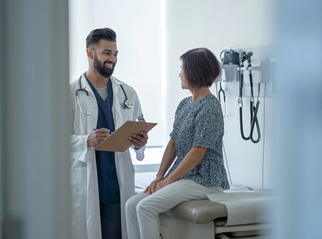 Woman talking to provider